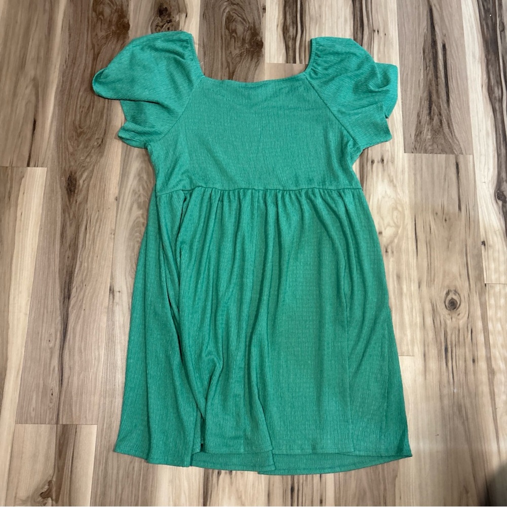 Ava & Viv Green Textured A Line Flutter Sleeve Dress Plus Size 3X Pockets - Picture 9 of 9